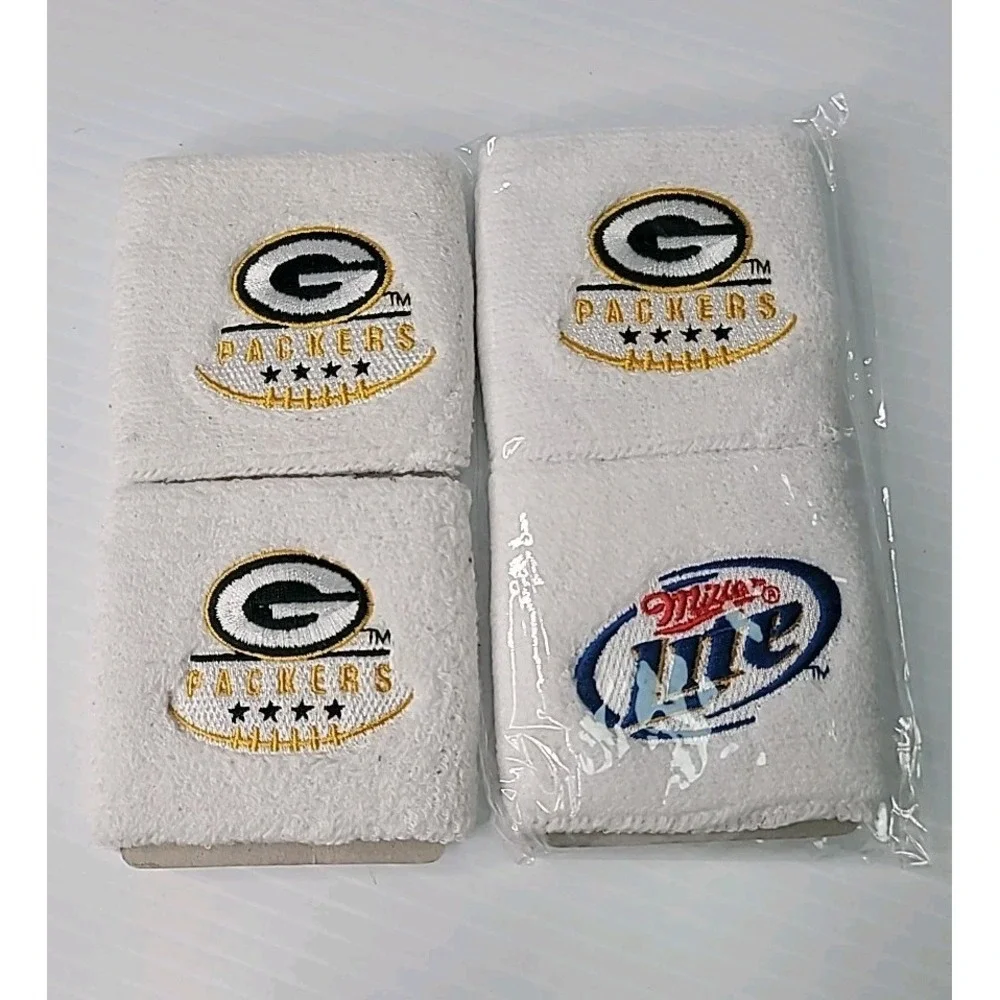 NFL Green Bay Packers & Miller‎ Lite White Stretchy Athletic Wristbands